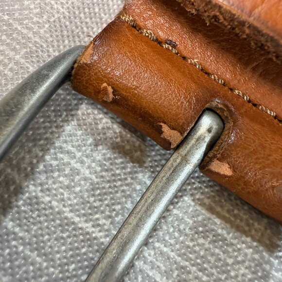 Lucky Brand Brown Leather Beaded Belt Silver-Tone Buckle & Floral Design Size S - Picture 7 of 16